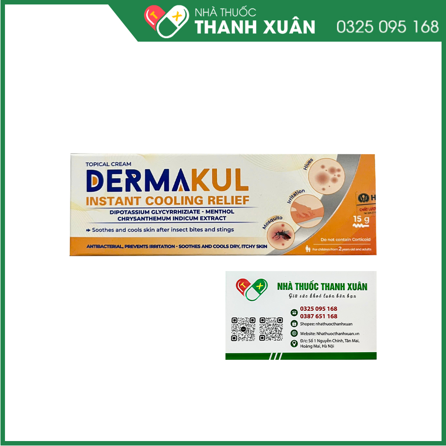 Dermakul kem bôi ngoài da giúp hỗ trợ dưỡng ẩm, kháng khuẩn, giảm kích ứng tại chỗ